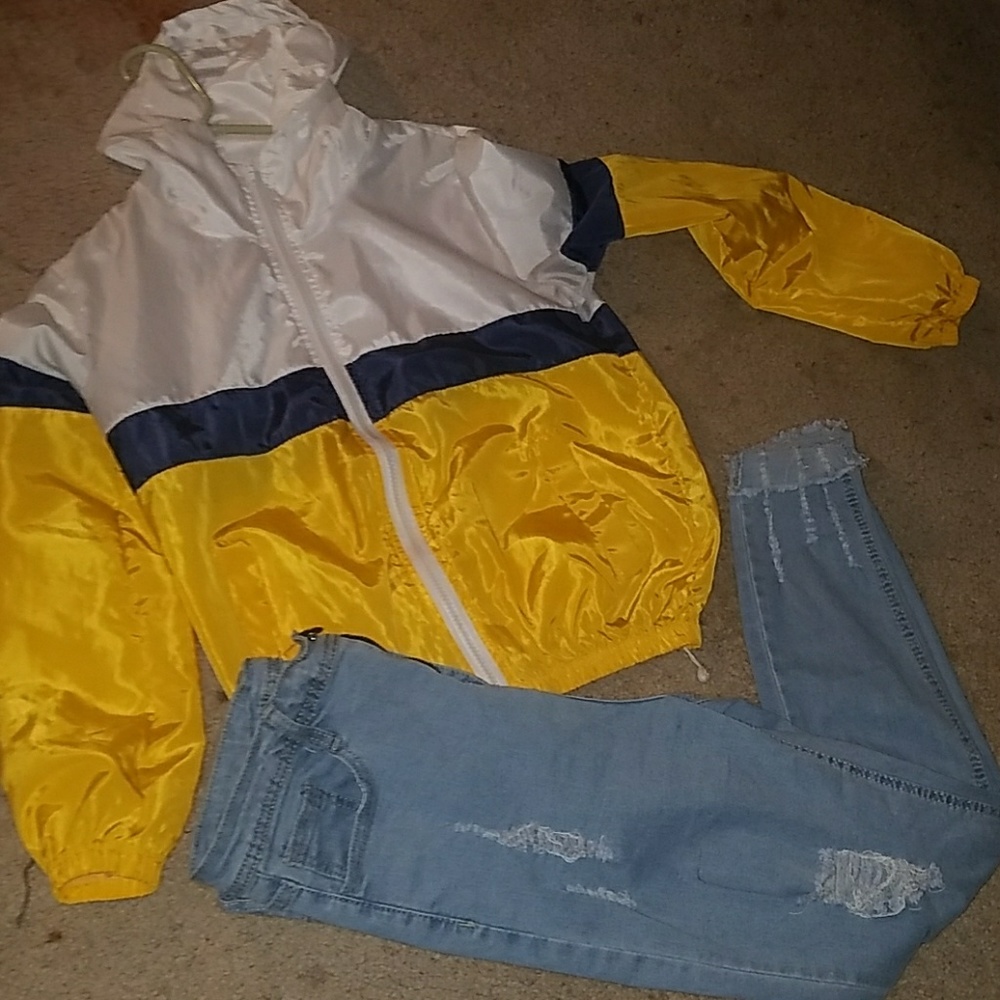Wind breaker & Jeans